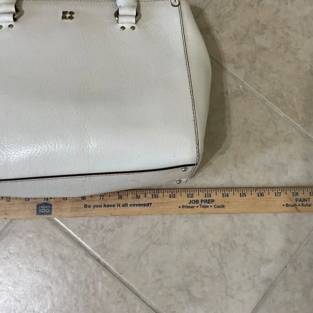 Kate Spade Leather Handbag/tote Ivory Triple compartment footed bag